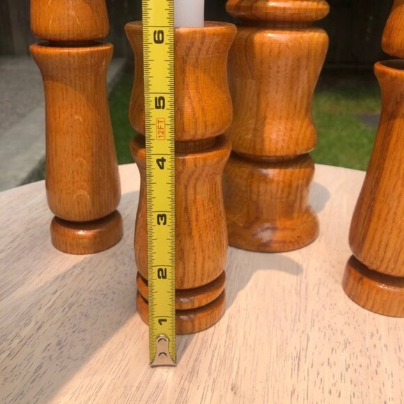 VINTAGE WOOD CANDLESTICKS Set of 5 - Picture 6 of 10
